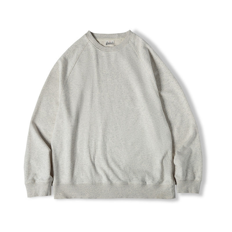 Retro Washed Heavy Looped Fabric Round Neck Sweater